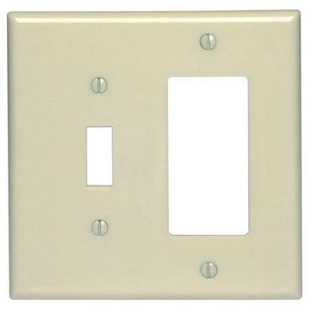 Leviton 80605-I Ivory Midway Two Gang Combination Toggle Switch Decora Wall Plate - Walmart.com