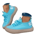 thumbnail image 3 of YLYL Womens Stripe Knit Sneakers Lace up Breathable Mesh Thick Sole Walking Shoes for Casual Wear, 3 of 9