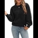 thumbnail image 3 of Suéter de Punto de Larga con Lazo en la Espalda y Mangas Abullonadas de Seda Brillante para Mujer Negro XS, 3 of 8