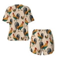 thumbnail image 6 of "Wukai Rooster Women's Pajama Set - Short-Sleeve Top and Shorts with Elastic Waistband and Pockets for Loungewear, Yoga, and Casual Wear-Large, 6 of 8