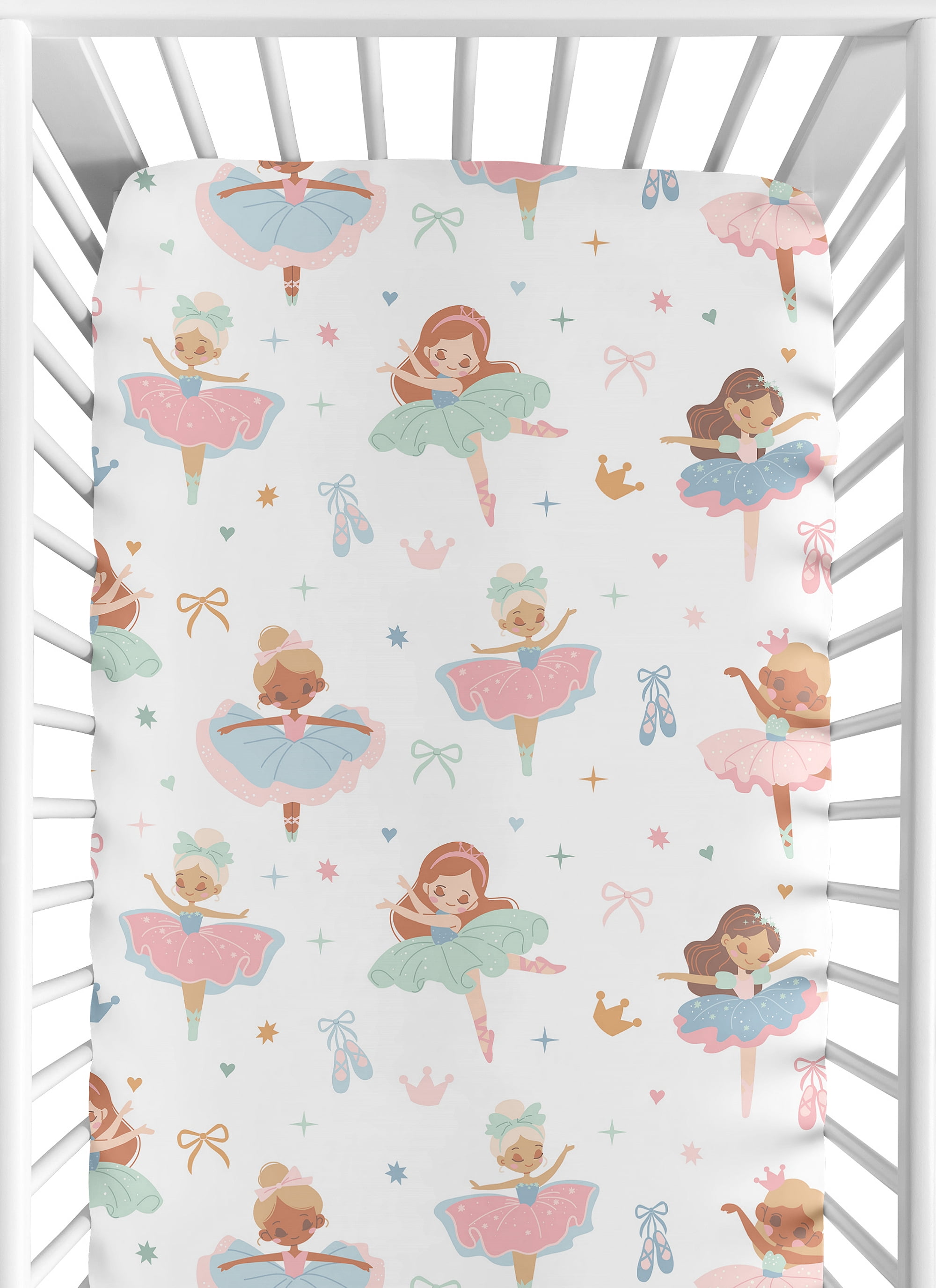 Sweet Jojo Designs Ballerina and Ballet Bows Girl Fitted Crib Sheets Set 2 Piece