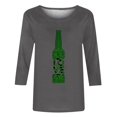 thumbnail image 5 of Pompotops T-Shirt d'Été Décontracté pour Femmes Imprimé Bière Col Rond Manches 3/4 Ample en Solde, 5 of 5