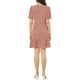 thumbnail image 3 of Vestido casual de mujer con estampado de puntos, cuello cuadrado y dobladillo con volantes, por encima de la rodilla, color rosa, 3 of 6