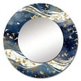 thumbnail image 2 of Designart "Deep Blue and Gold Abstract V III" Fractals Round Mirror Wall Décor Traditional - Large Blue Round Mirror - Round Mirror 29" x 29" Inch, 2 of 5