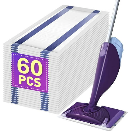 BAODELI Mopping Pad Refill for Wet Jet Mop, 60Pcs Disposable Multi Surface Wetjet Hardwood Floor Cleaner Spray Mop Pads Refills, Thickness & Absorbent