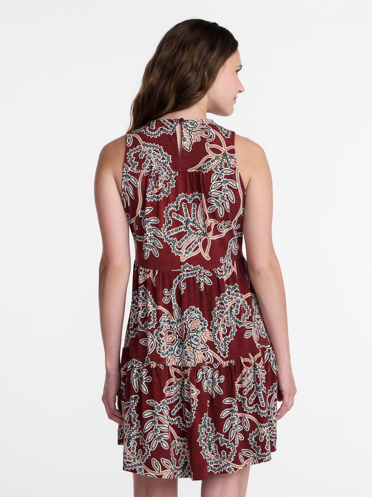 Time and Tru Women's Sleeveless Tiered Mini Dress, Sizes XS-4X