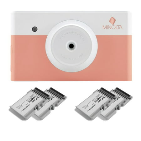 Minolta MNCP10 instapix Instant Print Camera (Coral Pink) with 40-Print (Best Budget Point And Shoot Camera)
