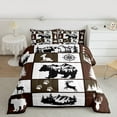 thumbnail image 2 of jejeloiu Safari Animal Bear Bedding Comforter Set,Bear Elk Silhouette Twin Comforter Sets,Nature Mountain Landscape Bedding Set For Boys Kids,Microfiber Bedroom Decor Reversible,2 Pieces, 2 of 8