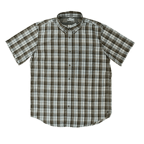 UB Tech by Union Bay Men's Short Sleeve Button Down Woven Shirt, UPF 25 (Medium, Rugged)