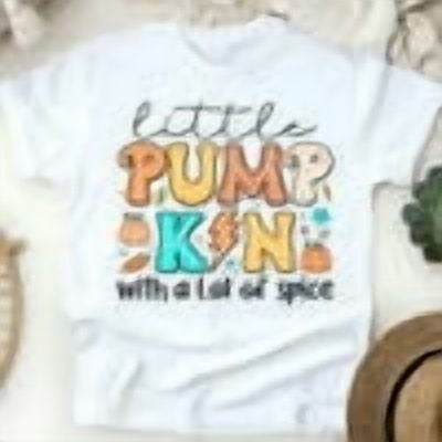 Little Pumpkin With A Lot Of Spice Graphic T-Shirt Cute Kids Tee, White, Size S