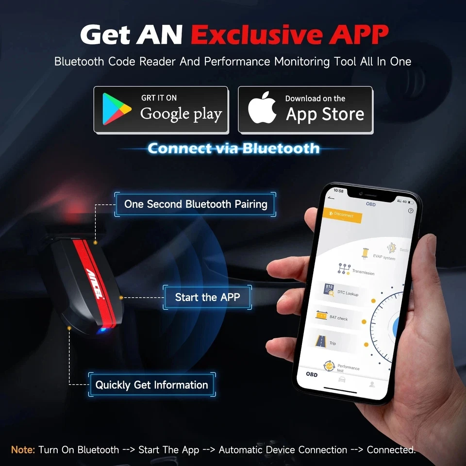 ANCEL BD200 OBD2 Scanner Bluetooth Wireless Automotive Diagnostic Tool with Battery Test Performance Test Car Code Reader OBDII Vehicle Adapter Check Engine OBD2 Scanner for iPhone iPad Android