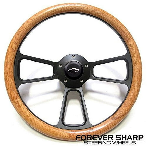 New World Motoring 1948 -1959 Chevy Pick Up Trucks, GMC, Real Oak & Billet Steering Wheel Kit