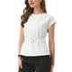 thumbnail image 4 of INSPIRAR CHIC Blusa Elegante de Manga Corta para Mujeres con Cuello Barco, Tops de Peplum con Cinturón para Oficina, Color Blanco, 4 of 6