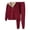 Red, variant on WREESH Womens Sweatsuits Solid Color Long Sleeve Hooded Pocket Coat Trousers Pants Fleece Suit Black