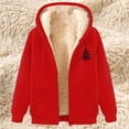 thumbnail image 4 of qucoqpe Womens Christmas Sweatshirts Jackets Fleece-Lined Warm Long Sleeve Hoodies Trendy Holiday Outerwear Coat, 4 of 6