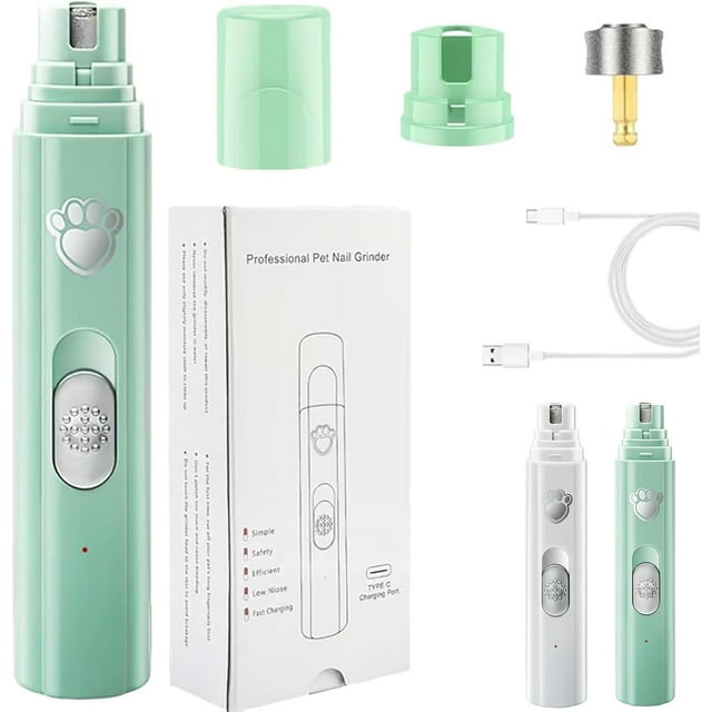 Concertchop Dog Nail Grinder, Concertchop Nail Trimmer, 3 Grinding Modes & 2 Levels, Ultra-Quiet Operation, Smart LED Pet Grinder, USB Charge with Replacement Grinding Heads (A)
