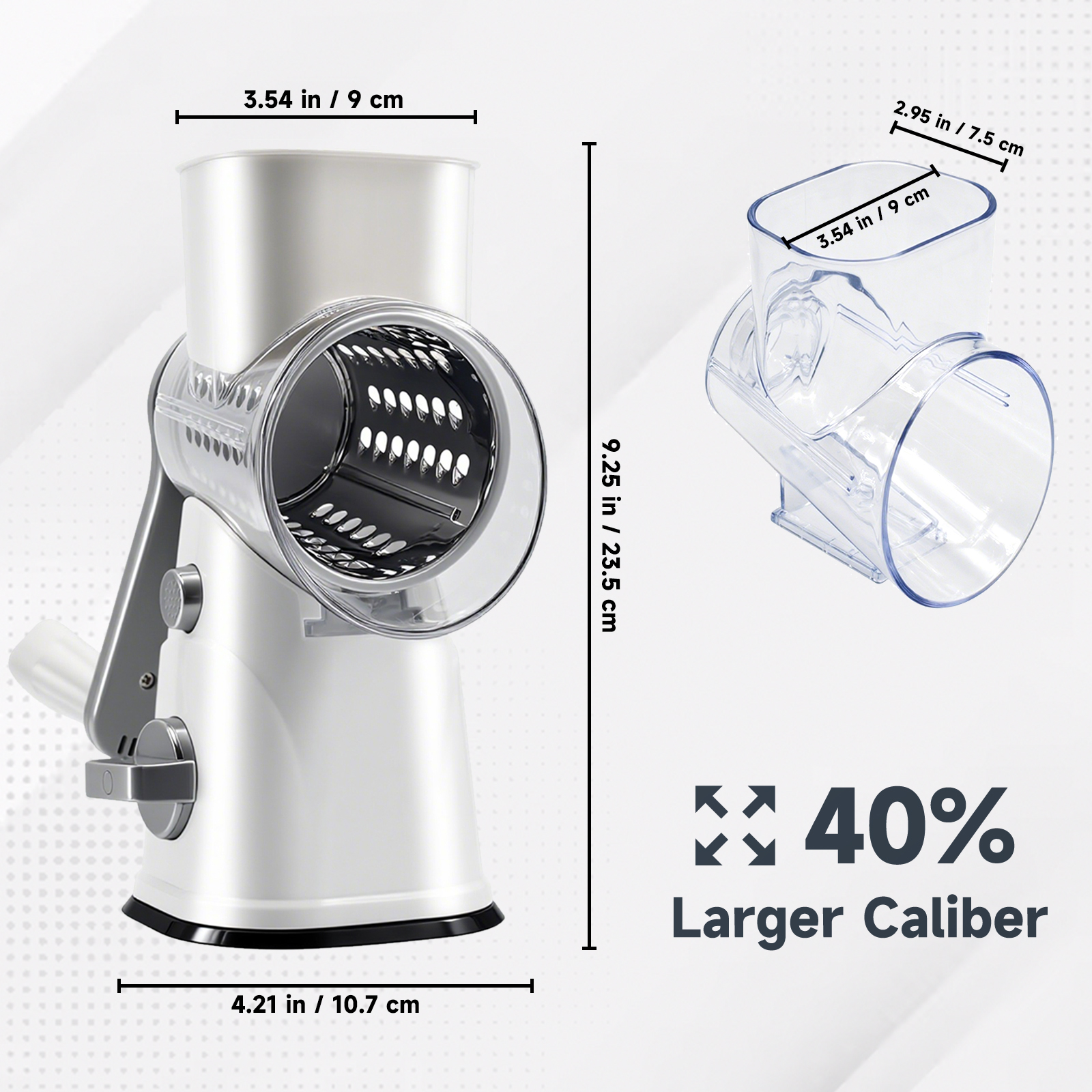 Aonhom Rotary Cheese Grater with 3 Interchangeable Blades photo 3