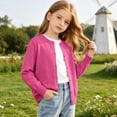 thumbnail image 5 of Puntoco Girls Preppy Knit Cardigan Button-Up Sweater Coat with Pockets Hot Pink 170(14-15 Years), 5 of 9