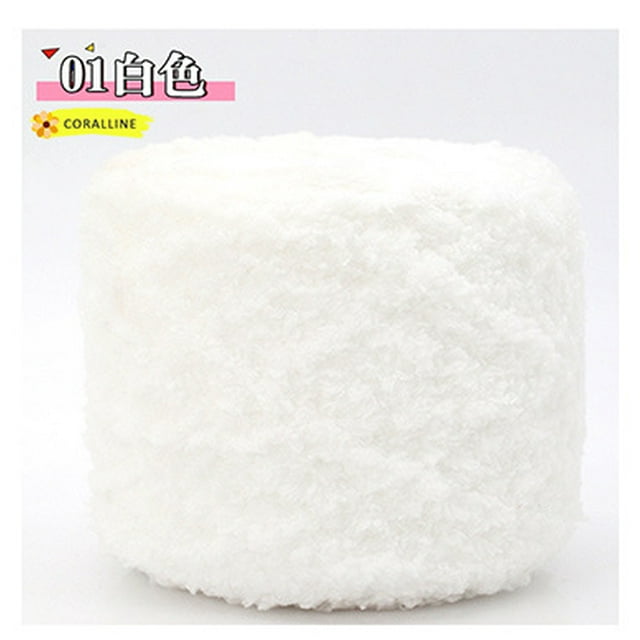 Nvzi Hilo de ganchillo, 100 g por rollo, 1 rollo, material poliéster, ideal para hacer toallas, suéteres, mantas y manualidades. Hilo duradero para proyectos de ganchillo con uso versátil, blanco.