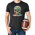 thumbnail image 2 of Colorful Neon Melting Skull Shirt for Men Vibrant Dripping Skeleton Adult Graphic Tee Dark Gray Heather Shirt Adult X-Large, 2 of 5