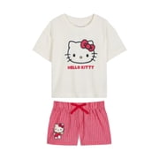 Hello Kitty x Wonder Nation Girls Short Sleeve Pajama Top and Short Pajama Set, 2-Piece, Sizes 4-18
