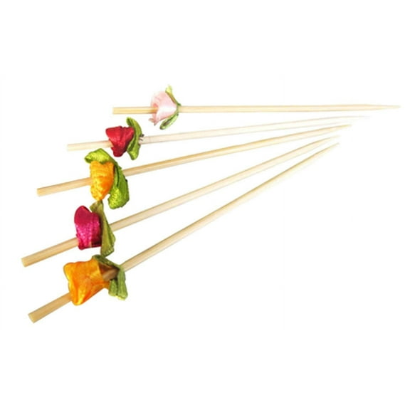 Flower" Bamboo Skewer with Assorted Colors Case of 2000, PacknWood - Biodegradable Wood Skewer Sticks for Appetizers, Drinks 4.7" 210BBFLEUR