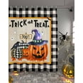 thumbnail image 2 of Halloween Pumpkin Crow Shower Curtain Set ，Waterproof Fabric Shower Curtains Trick Or Treat Black Buffalo Plaid Shower Curtains for Bathroom,Bathroom Decor 72"x84", 2 of 6