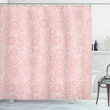 Ambesonne Pink and White Shower Curtain, Simplistic Whirlpool, 69"Wx84"L, Pale Pink and White