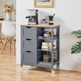 thumbnail image 4 of AEGFKD Kitchen Island Cart on Wheels with Storage, Rolling Bar Cart with Solid Wood Top and 3 Drawers, 3 Removable Shelves, Serving Utility Carts for Dining Room/Small Kitchen, Dark Gray, 4 of 10