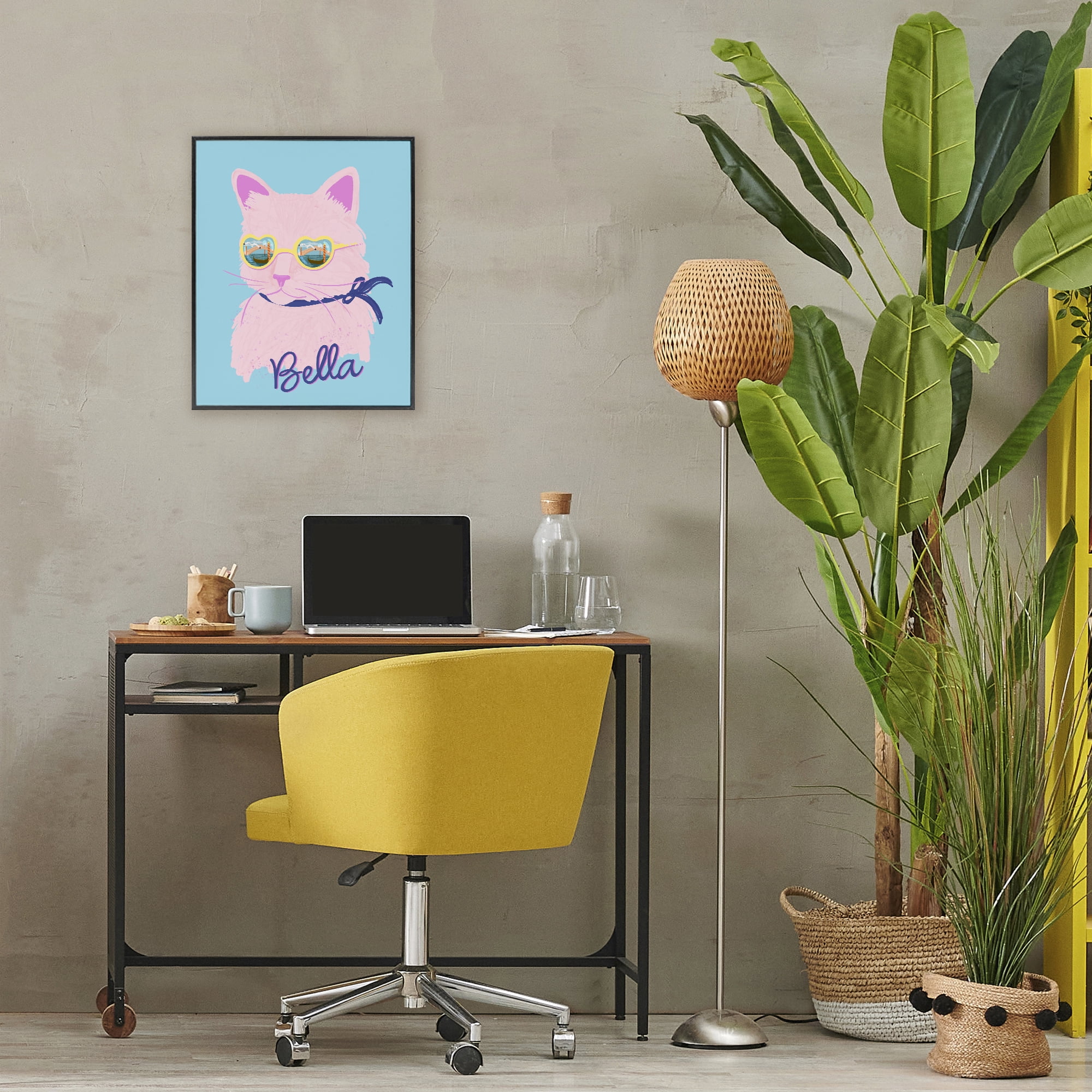 Stupell Industries Cool Cat Bella Black Framed Giclee Art, design by Steffanie Pisula