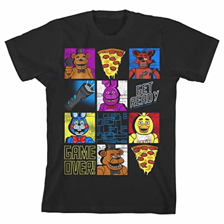 【抽選当選品】Five Nights at Freddy's 非売品 Tシャツ Five Nights at Freddy's Graphic Grid Boy's Black T-shirt-Small