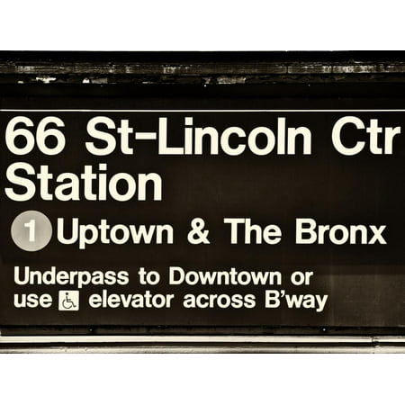 Subway Sign at Times Square, 66 Street Lincoln Station, Manhattan, NYC, USA, Sepia Photography Print Wall Art By Philippe (Best App For Nyc Subway Times)