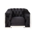 thumbnail image 2 of Velvet Accent Sofa, Modern Upholstered Comfy Accent Single Sofa with Chrome Finish, Contemporary 1-seater Sofa with Botton Tufted Backrest and Armrest for Living Room Apartment Office, Black, 2 of 7