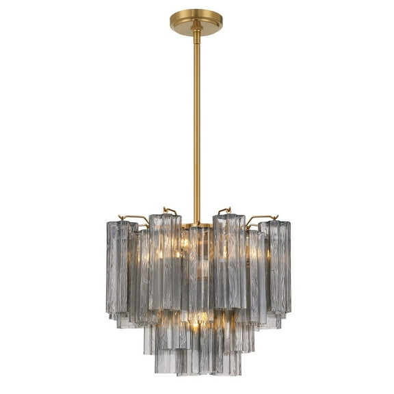 ADD-300-AG-SM Crystorama Lighting Addis - 4 Light Chandelier-13.75 Inches Tall and 17.75 Inches Wide-Aged Brass Finish-Smoke Glass Color
