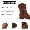thumbnail image 3 of Women's Mid-Calf Cowboy Cowgirl Boots with Low Chunky Heel, Cowboy Style, Side Zipper, Classic Round Toe, Fashion Western Dark Brown Boots., 3 of 6