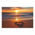 thumbnail image 5 of Golden Sunset Heart Shape Sand Beach Framed Canvas Wall Art Posters for Apartment Hallway Bedroom Decor, Ready to Hang12"L x 8"W, 5 of 10