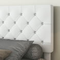 thumbnail image 2 of 4 EVER WINNER Queen Bed Frame, Queen Upholstered Platform Bed with Button Tufted Headboard, White Queen Bed Frame, White, 2 of 7