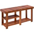thumbnail image 7 of Resenkos 3-Tier Shoe Rack Bench, Acacia Wood Shoe Organizer, Rustic Entryway Bench With Storage Shelves, Teak, 7 of 7