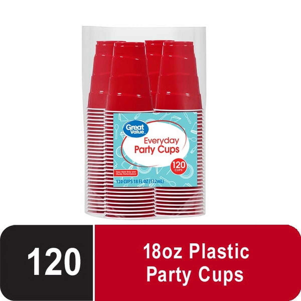 (2 pack) Great Value Everyday Disposable Plastic Cups, Red, 18 oz, 120 count