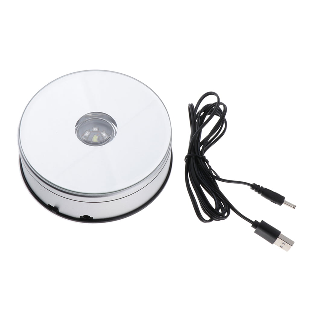 Stable USB & Battery Electric Mirrored Display Turntable Base Rotating Stand 