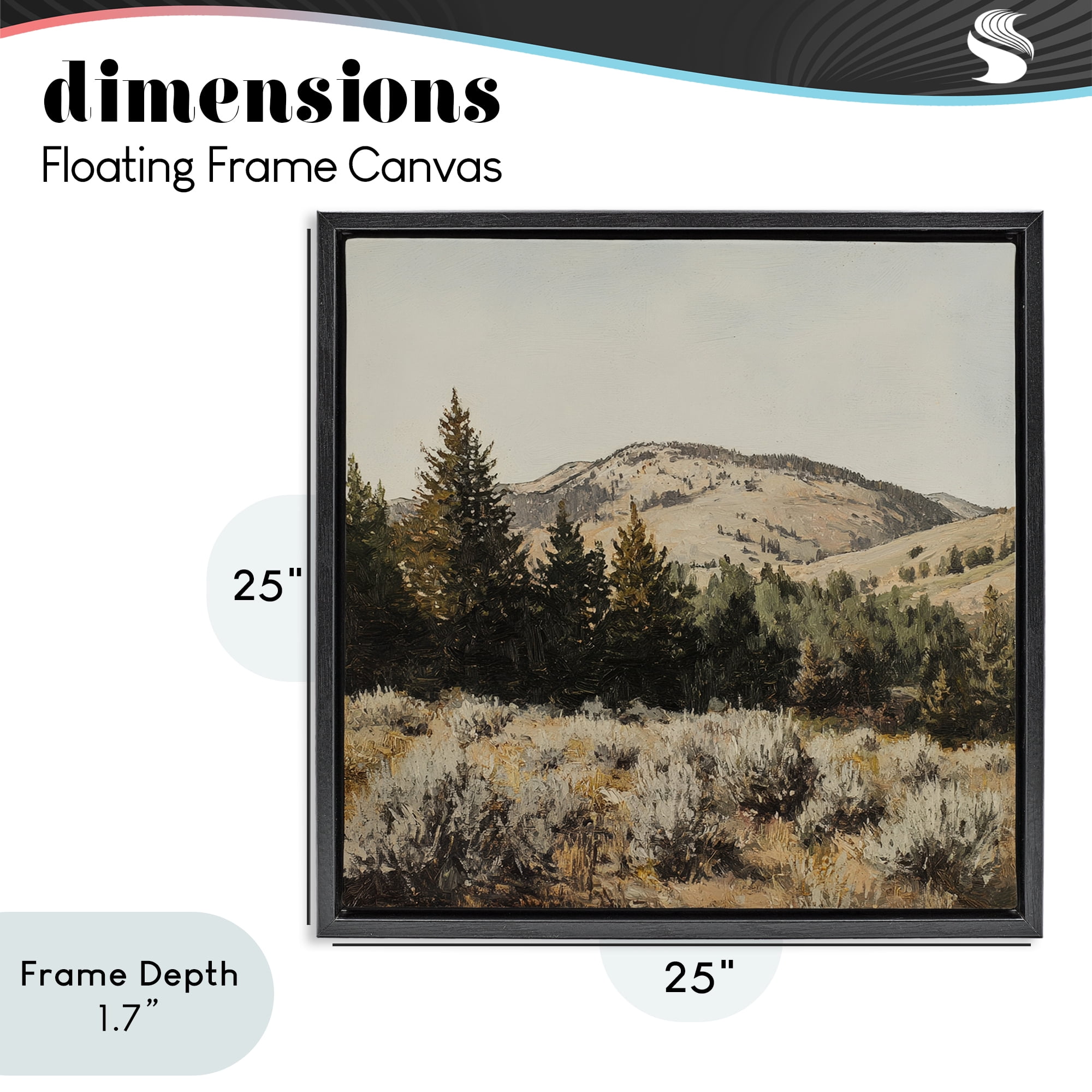 Stupell Industries Cedar Mountain View Black Framed Floater Canvas Wall Art, design by Petal Prints Design