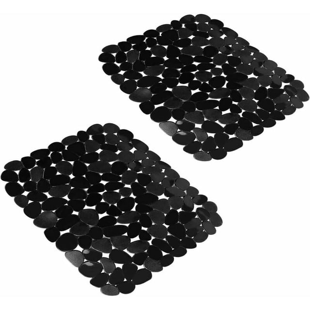 Alfombrilla para fregadero de cocina, 2 alfombrillas protectoras ajustables, alfombrilla para fregadero de acero inoxidable negra, alfombrilla para secar platos para encimera de cocina de baño, 15,8