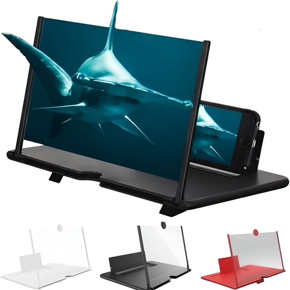 GJX Screen Magnifier for Cell,10–18 Inch 3D Hd Foldable Mobile Screen Amplifier,Ultra-Clear Movie Video Enlarger Stand,Portable Phone Holder for All Smartphones (Black,16”)