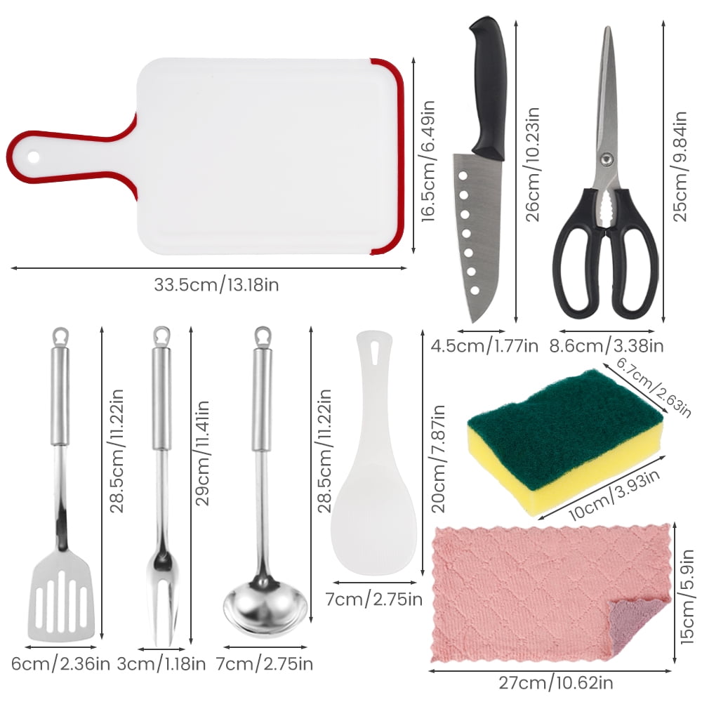 Jetcloudlive 9 Piece Camp Kitchen Cooking Utensil Set Travel Organizer Grill Accessories Portable Compact Gear for Backpacking BBQ Camping Hiking Travel Cookware Kit Water Resistant Case