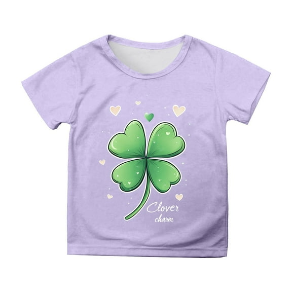 Toddler Boy St Patricks Day Shirt Clover Print Short Sleeve T-Shirt Girls T Shirts for Girls 3-4 Years