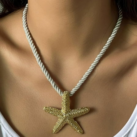 Starfish Necklace for Women Gold Shell Pendant Necklaces Seashell Charm Necklace Boho Puka Shell Summer Beach Surfer Jewelry Outfits Accessories