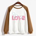 thumbnail image 3 of Gibobby Sudadera Mujer Moda Mujer Día de San Valentín Divertido Estampado Mangas raglán Cuello redondo Sin sombrero Casual Sudadera con capucha Top 3 (Marrón, XXL), 3 of 5