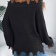 thumbnail image 5 of Suéter de cuello redondo para mujer, informal, holgado, de gran tamaño, con mangas largas, con hombros descubiertos, suéter, abrigo, camisa de poliéster para mujer, 5 of 9
