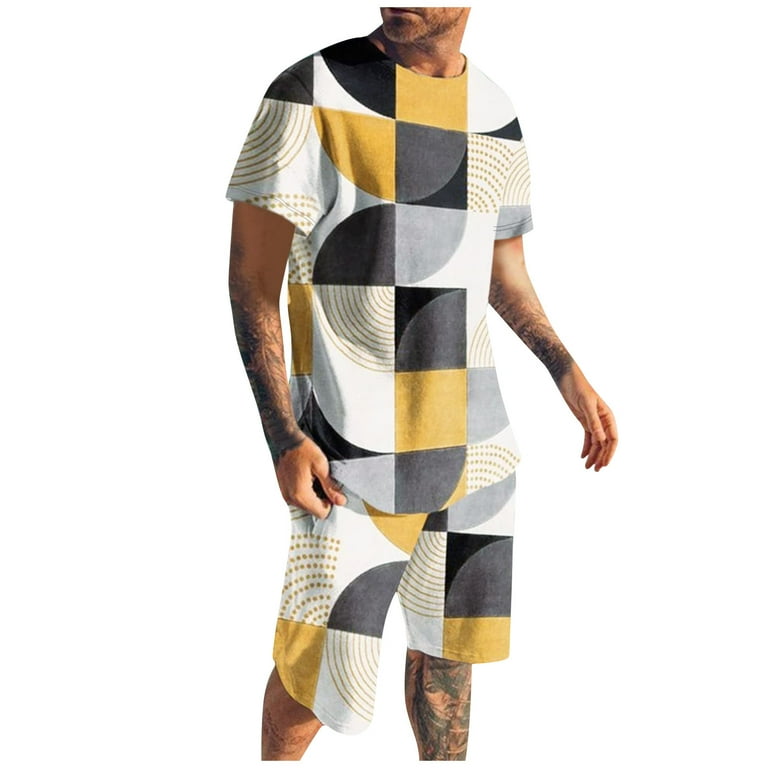 Elneeya Casual Men s Clothing Summer Fashion 3D Print O Neck Sportswear Mens Short Sleeve Loose Comfy Tracksuit Set Ropa Deportiva