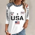 thumbnail image 3 of longantii Womens Patriotic Tops 250 Anniversary Usa 3/4 Sleeve Tees Modern Fit Crewneck American Flag Tops Fourth Of July Blouses White 2XL, 3 of 4